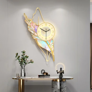 Новый домашний декор Стеклянное крыло Светодиодная лампа Настенные часы Украшение гостиной Часы Настенный светильник Украшение стен