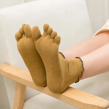 Носки Женские хлопчатобумажные Носки с рюшами на пять пальцев, однотонные носки с коротким носком на 5 пальцев, дезодорант, носки с пальцами, женские носки Soks