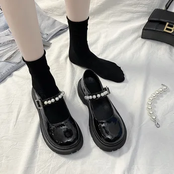 Обувь в стиле Лолиты для японских девушек, черные туфли на платформе и высоком каблуке, модные женские туфли Mary Jane с круглым носком, студенческая обувь для косплея из искусственной кожи, DM-224