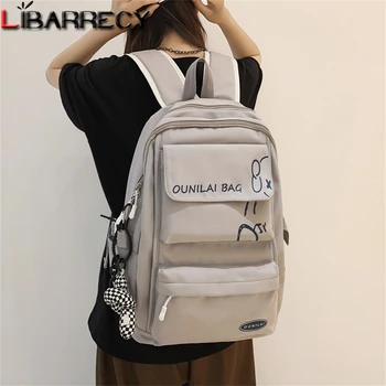 Однотонный женский рюкзак с несколькими карманами, школьные сумки для подростков, противоугонный рюкзак для ноутбука, повседневная дорожная сумка унисекс, нейлоновый мешок
