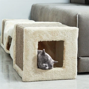 Очаровательная игрушка-туннель для кошек, коврик для кошачьего туалета, канал, складная площадка для котенка, Зимняя теплая кровать для кошек, собачьи кровати для маленьких собак