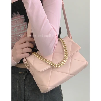 Повседневная Универсальная кожаная женская сумка на цепочке, роскошная дизайнерская сумка 2023 года, Новая высококачественная сумка через плечо, стильная простая сумочка
