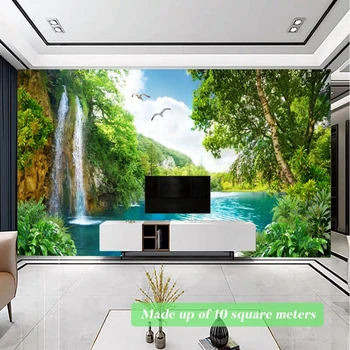 Пользовательские 3D Фотообои Большие фрески Дерево Джунгли Водопад Река Пейзаж Фон 3d Обои для гостиной Спальни