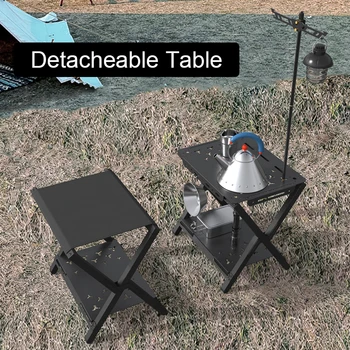 Портативный походный стол из алюминиевого сплава, складной, полый, с возможностью соединения, мини-двухъярусный стол для пикника на открытом воздухе, рыбалки, барбекю