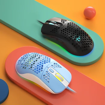 Проводная игровая мышь iBlancod GM01 USB, эргономичная легкая мышь с эффектом RGB подсветки, 12000 точек на дюйм, игровая мышь с полым дизайном