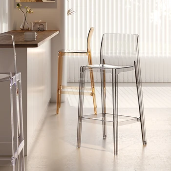 Скандинавские прозрачные акриловые барные стулья, креативная барная мебель, легкие высокие стулья с роскошной спинкой, Домашний простой стул для кафе-бара