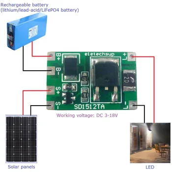 Солнечная Автоматическая Зарядка Автоматический Переключатель Светодиодный Модуль Драйвера Постоянного Тока 3-18 В 0.5A 1A 2A SD1512TA для LiFePO4 Li-On Li-Po LED