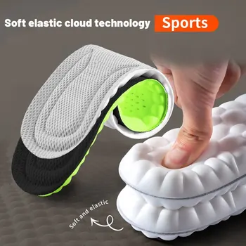 Спортивные стельки для обуви, 4D Амортизирующий дезодорант, Дышащая подушка, стельки для бега, мужские и женские стельки