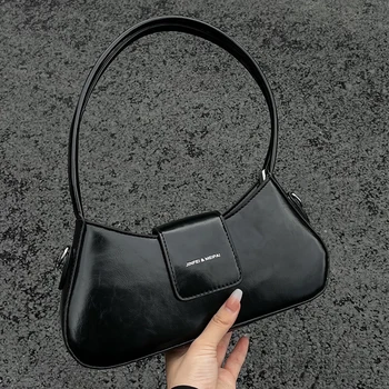 Сумка через плечо из искусственной кожи, женская модная простая черная сумка, изысканные универсальные сумки для мобильных телефонов на работу, новинка 2023 года, Bolso De Mujer