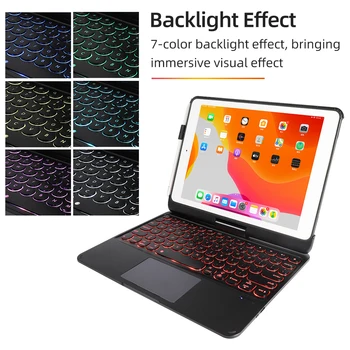 Съемный чехол для клавиатуры планшета с вращением на 360 °, красочный эффект подсветки, совместимый с iPad Pro 11 / ipad Air4 10.9 / iPad Air5