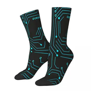 Хип-хоп Ретро Синяя печатная плата, сумасшедшие мужские носки, разработчик Coding Geek, CPU С принтом, Забавная Новинка, носки для экипажа, подарок для мальчиков