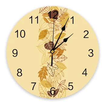 Часы с осенними листьями Домашний декор гостиной Большие Круглые Настенные часы Без Звука Кварцевые Настольные часы Украшение спальни Настенные часы