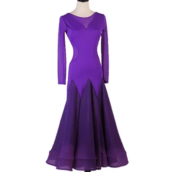 Черно-фиолетовое платье для современных танцев, женское платье для бальных танцев, профессиональное танцевальное платье для румбы и самбы, костюмы для выступлений