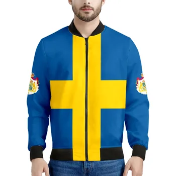 Швеция Куртка на молнии Бесплатное Пользовательское Имя Номер Логотип Sw Пальто Национальный Флаг Свериге Кантри Принт колледжа Фото Повседневная одежда
