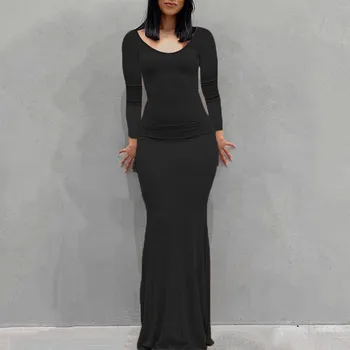 Элегантное женское платье Макси, однотонное платье с V-образным вырезом, сексуальное облегающее длинное платье с открытой спиной, облегающие платья для вечеринок и клубов 2023