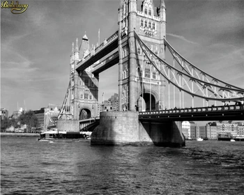 бейбехан Пользовательские обои Лондонский Тауэрский мост ретро черно-белый европейский архитектурный пейзаж фон настенная живопись