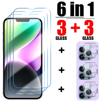 закаленное Стекло 6в1 для iPhone 13 12 11 Pro Max Mini Camera Screen Protector Для 14 Pro 8 7 6 6S Plus X XR XS Max SE 2020 Glass