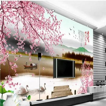 изготовленные на заказ wellyu крупномасштабные фрески dream Water Village обои для стен на фоне большого телевизора papel de parede para quarto