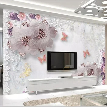обои beibehang на заказ гостиная спальня диван настенная роспись модные цветочные украшения кружева ТВ декоративный фон настенная роспись