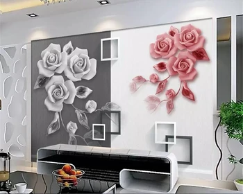 обои beibehang на заказ для детской комнаты, модный фон для телевизора с тиснением в виде розы, обои для стен в 3D-стиле