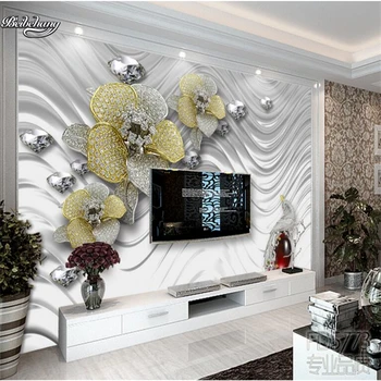 текстура металла beibehang ювелирные изделия цветы фон для телевизора в гостиной большая фреска на заказ нетканые материалы экологические обои